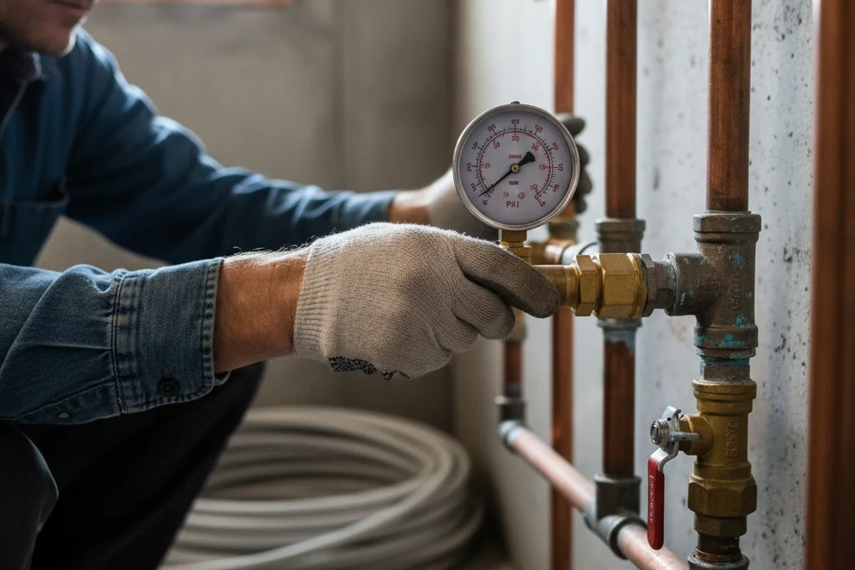 Pressure testing a repaired line during Water Line Repair in Runge
