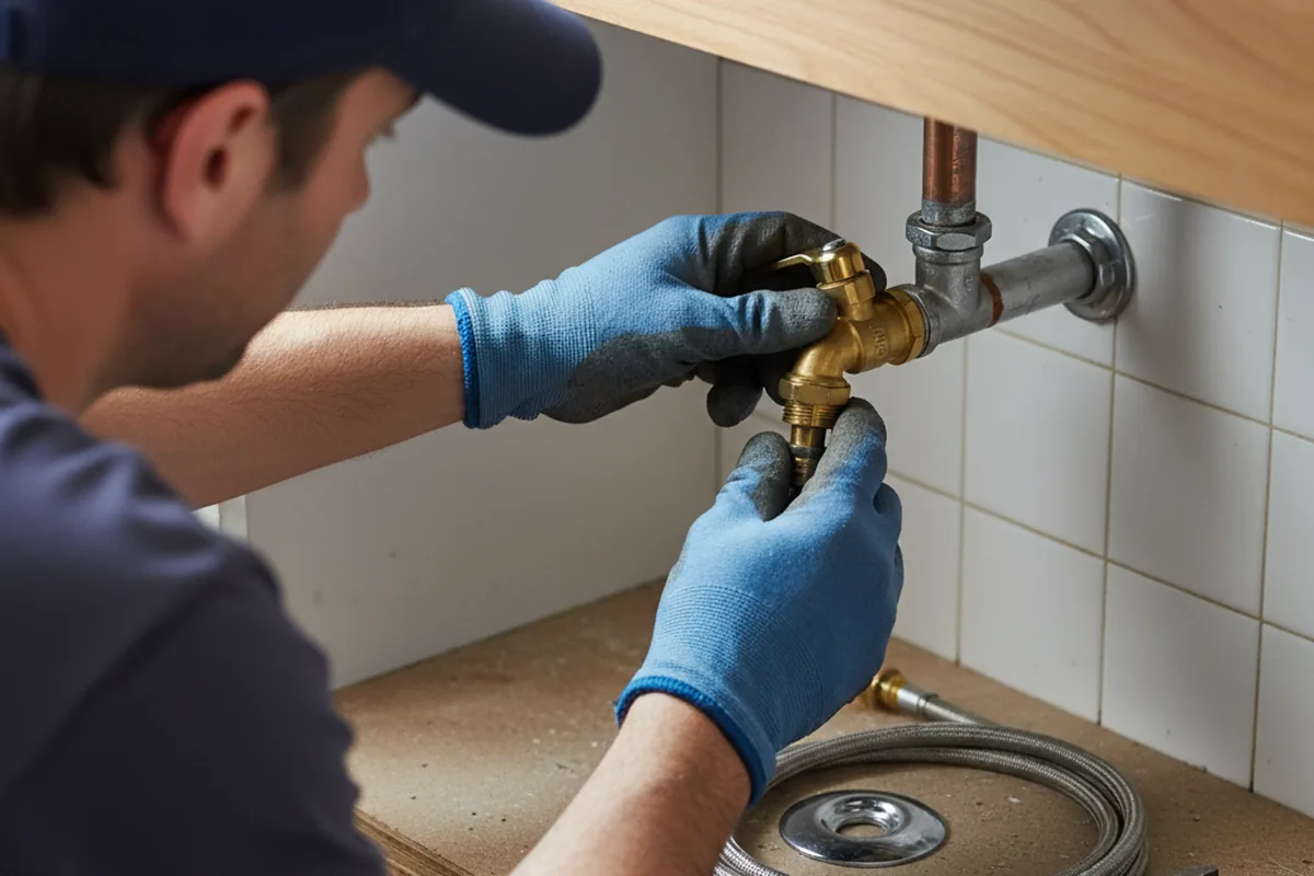 Shutoff valve and fitting work during Burst Pipe Repair in Runge